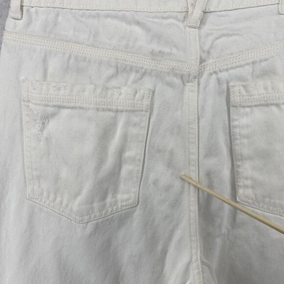 ZARA Jeans Womens 8 Mom High Waist Wide Leg Distressed 5 Pocket Denim White - Picture 10 of 11
